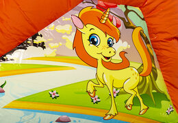 Multiplay-Hüpfburg mit rutsche im einhorn-design für kinder. Kaufen sie aufblasbare hüpfburgen online bei JB-Hüpfburgen Deutschland