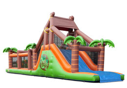 17 m aufblasbarer XXL Dschungel Hindernisparcours Hüpfburg mit Dach und Rutsche für Kinder zu kaufen