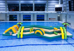 Kaufen sie einen einzigartigen aufblasbaren doppel-zick-zack-hindernisparcours im dschungelthema für jung und alt. Bestellen sie aufblasbare poolspiele jetzt online bei JB-Hüpfburgen Deutschland