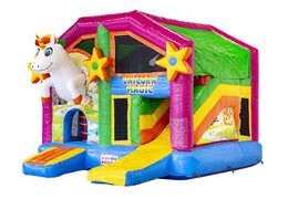 Kaufen sie eine aufblasbare indoor multiplay hüpfburg mit rutsche im thema einhorn für kinder. Bestellen sie aufblasbare hüpfburgen online bei JB-Hüpfburgen Deutschland
