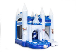 Kleine überdachte Multiplay Hüpfburg mit Rutsche im Thema Eis Frozen für Kinder kaufen