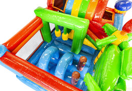 Kaufen sie eine mittelgroße aufblasbare multiplay-hüpfburg im Hawaii-Stil mit rutsche für kinder. Bestellen sie aufblasbare hüpfburgen online bei JB-Hüpfburgen Deutschland