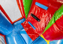 Mittelgroße aufblasbare hüpfburg im hawaii-Stil mit rutsche für kinder. Bestellen sie aufblasbare hüpfburgen online bei JB-Hüpfburgen Deutschland