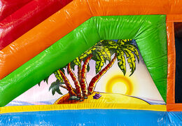 Bestellwippe im hawaii-design mit rutsche für kinder. Kaufen sie aufblasbare hüpfburgen online bei JB-Hüpfburgen Deutschland