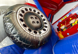 Aufblasbare rutschen-combo-hüpfburg im feuerwehr-design zu kaufen bei JB-Hüpfburgen Deutschland. Kaufen sie aufblasbare hüpfburgen mit rutsche und roter farbe für kinder