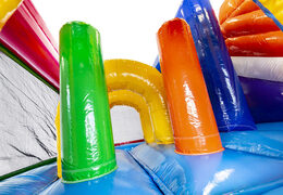 Bestellen sie eine mittelgroße aufblasbare multiplay-hüpfburg im flamingo-design mit rutsche für kinder. Kaufen sie aufblasbare hüpfburgen online bei JB-Hüpfburgen Deutschland