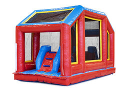 Achterbahn aufblasbarer 19-meter-hindernisparcours mit passenden 3D-objekten für kinder. Bestellen sie aufblasbare parcours jetzt online bei JB-Hüpfburgen Deutschland