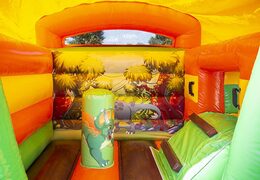 Kaufen sie eine kleine multifun-hüpfburg für den hinterhof mit rutsche im dinosaurier-design für kinder. Hüpfburgen sind online bei JB-Hüpfburgen Deutschland