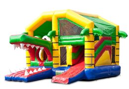Kaufen sie eine aufblasbare indoor-multiplay-hüpfburg mit rutsche im krokodil-design für kinder. Bestellen sie aufblasbare hüpfburgen online bei JB-Hüpfburgen Deutschland