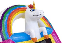 Bestellen sie aufblasbare mini-hüpfburg mit einhorn-Thema und rutsche für kinder. Kaufen sie aufblasbare hüpfburgen online bei JB-Hüpfburgen Deutschland