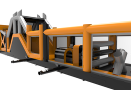 Aufblasbarer giga-abenteuerlauf-hindernisparcours mit einer länge von 48,5 m für kinder. Bestellen sie aufblasbare parcours jetzt online bei JB-Hüpfburgen Deutschland