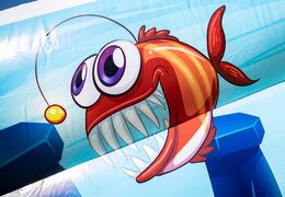 Kaufen sie einen großen aufblasbaren offenen bubble -park im meereswelt-stil für kinder. Bestellen sie aufblasbare hüpfburgen bei JB-Hüpfburgen Deutschland