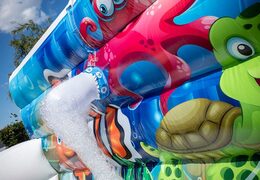 Öffnen sie die wasserwelt des bubble parks mit einem schaumkran für kinder. Bestellen sie aufblasbare hüpfburgen bei JB-Hüpfburgen Deutschland