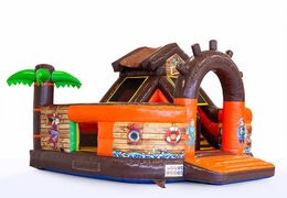 Aufblasbare offene multiplay-hüpfburg mit rutsche im piraten-design für kinder kaufen hüpfburgen online bei JB-Hüpfburgen Deutschland bestellen