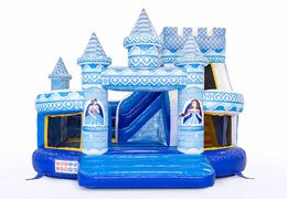 Kaufen sie eine blaue multifunktionale prinzessinnen-hüpfburg funcity mit rutsche für kinder. Bestellen sie hüpfburgen online bei JB-Hüpfburgen Deutschland