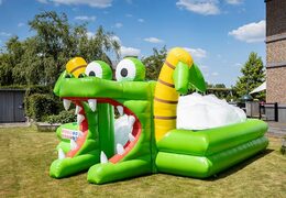 Groot opblaasbaar open bubble boarding park springkussen met schuim kopen in thema krokodil voor kids