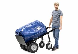 Handige steekwagen zwart kopen met zes wielen voor inflatables