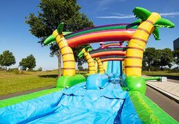 Drop & Slide Jungle hüpfburg mit doppelrutsche für kinder bestellen. Kaufen sie aufblasbare hüpfburgen online bei JB-Hüpfburgen Deutschland