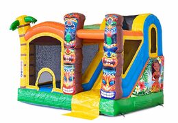 Opblaasbaar Jumpy Happy Splash springkussen met bad te koop in thema tropisch Hawai voor kinderen bij JB Inflatables