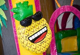 Hüpfburg im flamingo-design mit rutsche für kinder bestellen. Kaufen sie aufblasbare hüpfburgen online bei JB-Hüpfburgen Deutschland