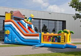 Multifunktionale aufblasbare rutsche im strandthema mit planschbecken, beeindruckendem 3D-objekt, frischen farben und den 3D-hindernissen für kinder. Kaufen sie aufblasbare rutschen jetzt online bei JB-Hüpfburgen Deutschland