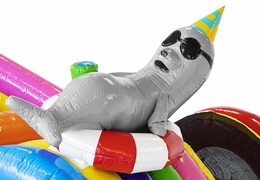 Aufblasbares Luftkissen mit Rutsche mit Partytieren für Kinder kaufen