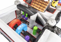 Kaufen Sie ein aufblasbares Luftkissen mit Tiermotiven und einem großen Hund darauf für Kinder