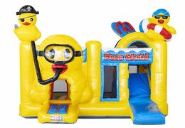 aufblasbares Luftkissen mit Rutsche in gelb mit Enten darauf für Kinder zu verkaufen