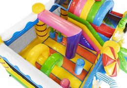 Bestellen Sie aufblasbares Luftkissen mit Rutsche im Sommerparty-Thema für Kinder