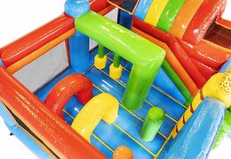 Bestellen Sie aufblasbares Luftkissen Tropenmotiv mit Rutschen und Objekten im Kissen für Kinder