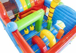 Kaufen Sie aufblasbares Luftkissen mit tropischem Thema mit Rutschen und Objekten im Kissen für Kinder