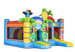 Bestellen Sie aufblasbares Luftkissen Tropenmotiv mit Rutschen und Objekten im Kissen für Kinder