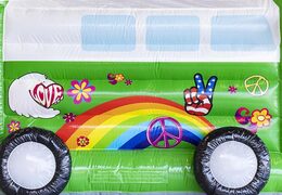 Bestellen Sie aufblasbare Hüpfburg Standard mit Dach im Hippie-Thema grün für Kinder