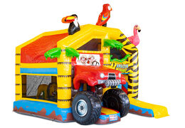 Kaufen Sie aufblasbare Multiplay-Hüpfburg mit Dach im Amazon-Safari-Thema für Kinder