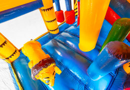 Aufblasbare Hüpfburg mit Rutsche und Dach im Amazonas-Safari-Thema für Kinder zu verkaufen