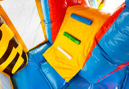 Jetzt bestellen Aufblasbare Hüpfburg mit Rutsche und Dach im Amazonas-Safari-Design für Kinder