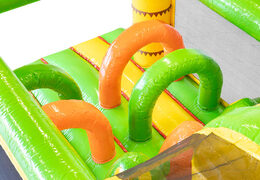 Bestellen Sie einen 13 meter aufblasbaren Hindernisparcours im Thema Dinosaurier für Kinder. Kaufen sie aufblasbare hindernisparcours jetzt online bei JB-Hüpfburgen Deutschland