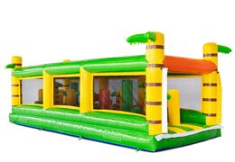 Modulare Hindernisbahn in Gelb, Grün und Orange mit Palme