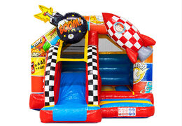 Comicfiguren-Thema auf Rutsch-Kombi zum Rutschen und Springen auf der Hüpfburg