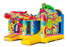 Gelb rosa blau farbenfrohe Blumendrucke auf Multiplay Ibiza JB Meppel