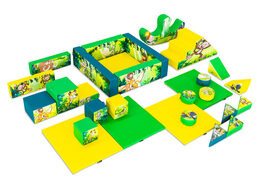 XXL Softplay-Set im Dschungel-Dino-Thema mit bunten Blöcken zum Spielen