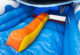 Kaufen Sie die blaue, gelbe, orangefarbene Rutsche des Hüpfburgen Slide Combo Double Slide bei JB