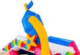 3D-Figur auf Doppelschuss-Hüpfburg, Turm mit Pferdeschwanz, Einhorn-Thema