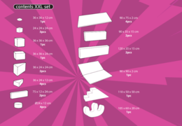 Bestellen Sie den Inhalt des Softplay XXL Sets im Comic-Thema von JB Inflatables in Meppel