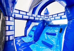 Kletterwand des Multiplay Dubbelslide Schloss-Themas blau weiß