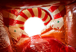 Rutsche des Multifun Lebkuchen-Themen-Hüpfburges, rot und weiß