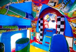 Bestellen Sie noch heute die A-frame Super Comic Hüpfburg im Comic-Stil bei JB Inflatables