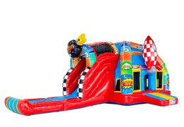 Comicstrips auf Luftkissen abgebildet - A-frame Super Comic Hüpfburg erhältlich bei JB Inflatables