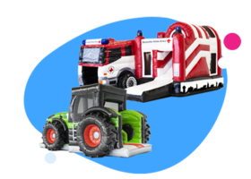 Foto von aufblasbarer Hüpfburg und Traktor