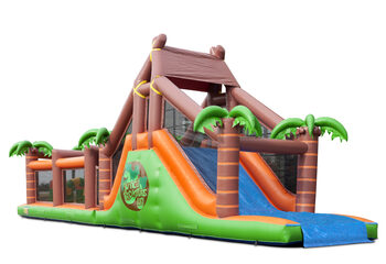 17 m aufblasbarer XXL Dschungel Hindernisparcours Hüpfburg mit Dach und Rutsche für Kinder zu kaufen